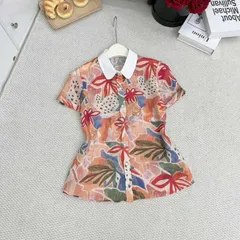 Áo sơ mi hoạ tiết LD phối cổ sen trẻ trung thanh lịch - May0915