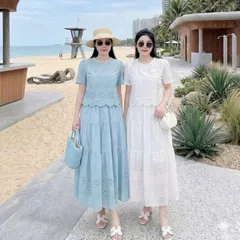 Sét váy thô boi cổ ngọc xinh xắn, chất thô mềm siêu mát, sét váy mặc nhóm cực xinh - May0915