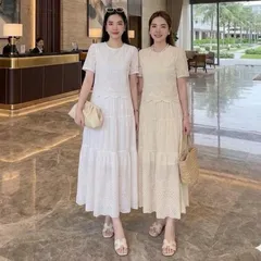 Sét váy thô boi cổ ngọc xinh xắn, chất thô mềm siêu mát, sét váy mặc nhóm cực xinh - May0915