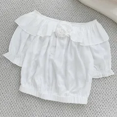 Áo trễ vai bèo đính hoa bo gấu mặc được 2 kiểu trễ vai và cổ tròn, chất đũi mềm siêu mát - May0915