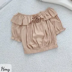 Áo trễ vai bèo đính hoa bo gấu mặc được 2 kiểu trễ vai và cổ tròn, chất đũi mềm siêu mát - May0915