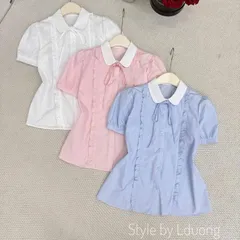 Áo Sơ Mi Nữ Style by Lduong - Thiết Kế Tay Ngắn, Cổ Bẻ- Phong Cách Thời Trang Hiện Đại - May0915