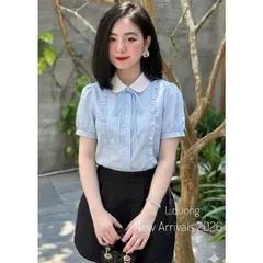 Áo Sơ Mi Nữ Style by Lduong - Thiết Kế Tay Ngắn, Cổ Bẻ- Phong Cách Thời Trang Hiện Đại - May0915