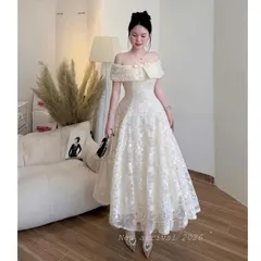 Váy ren trễ vai dáng xoè trẻ trung, form dáng điệu đà tiểu thư mặc đi chơi, đi tiệc xinh xuất sắc, PTu - May0915