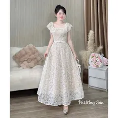 Váy dự tiệc ren trễ vai siêu xinh sang chảnh, váy mặc đi chơi đi cưới đi tiệc xinh suất sắc - May0915