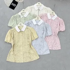 Áo sơmi HD phối cổ sen xinh xắn, tay bồng trẻ trung - May0915
