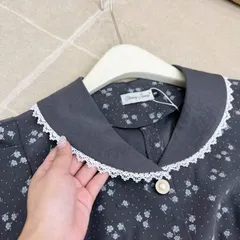 Áo sơ mi ký giả cổ sen hoa nhí siêu xinh, form áo vừa dễ mặc dễ mix đồ - May0915