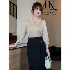 Áo sơ mi tay lỡ cổ bẻ - Thiết kế thanh lịch, phong cách hiện đại - May0915