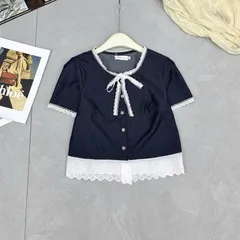 Áo sơ mi bò giấy TH phối ren dáng croptop siêu xinh dễ mặc - May0915