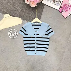 Áo len kẻ mongtoghi cổ sen trẻ trung xinh xắn, áo len Quảng Châu cao cấp chất đẹp - May0915