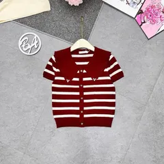 Áo len kẻ mongtoghi cổ sen trẻ trung xinh xắn, áo len Quảng Châu cao cấp chất đẹp - May0915