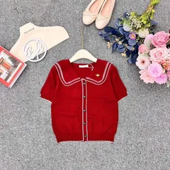 Áo len mongtoghi phối viền ren cúc sao xinh xắn, Áo len Quảng Châu cao cấp siêu đẹp - May0915