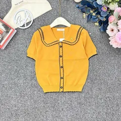 Áo len mongtoghi phối viền ren cúc sao xinh xắn, Áo len Quảng Châu cao cấp siêu đẹp - May0915