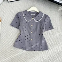 Áo sơ mi chấm bi phối cổ sen cúc đồng siêu xinh dễ mặc, áo sơ mi công sở cho nữ - May0915