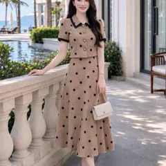Sét Váy Chấm Bi HS Thiết Kế Sang Trọng Phong Cách Thời Trang Hiện Đại Cho Nữ - May0915