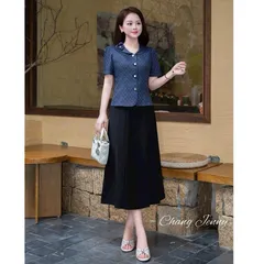 Áo sơ mi ký giả cổ sen đính hoa xinh xắn, Áo sơ mi công sở thiết kế tinh tế phong cách thanh lịch - May0915