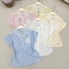 Áo sơ mi thêu hoa cổ ren LD chất mềm mát siêu đẹp - May0915