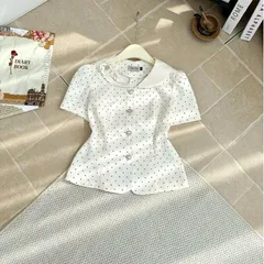 Áo sơ mi công sở cổ sen đính hoa xinh xắn, Áo sơ mi ký giả form vừa vặn tôn dáng - May0915