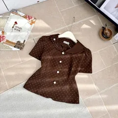 Áo sơ mi công sở cổ sen đính hoa xinh xắn, Áo sơ mi ký giả form vừa vặn tôn dáng - May0915