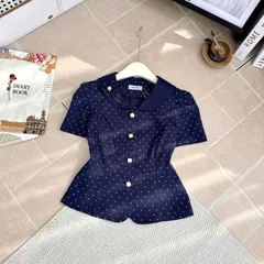 Áo sơ mi công sở cổ sen đính hoa xinh xắn, Áo sơ mi ký giả form vừa vặn tôn dáng - May0915