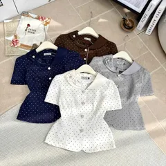 Áo sơ mi công sở cổ sen đính hoa xinh xắn, Áo sơ mi ký giả form vừa vặn tôn dáng - May0915