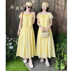 Sét váy thô boi cổ bèo HS chất thô boi mềm mát, mặc đi chơi, đi biển, mặc nhóm cực xinh - May0915