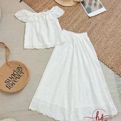 Sét váy thô boi cổ bèo HS chất thô boi mềm mát, mặc đi chơi, đi biển, mặc nhóm cực xinh - May0915