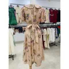 Váy hoa cổ bèo, dáng xòe chất vải thô hàng thiết kế đẹp, váy hoa dài xòe, đi chơi - Mây Boutique - May0915