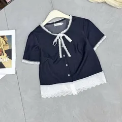 Áo bò giấy phối ren dáng croptop trẻ trung - May0915