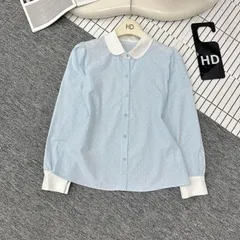 Áo sơ mi dài tay chấm bi phối cổ trẻ trung - May0915