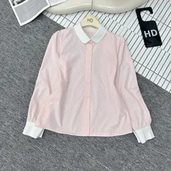 Áo sơ mi dài tay chấm bi phối cổ trẻ trung - May0915
