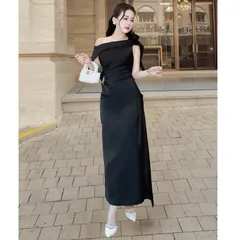 Váy dự tiệc lụa hoa vai form body tôn dáng sang chảnh - May0915