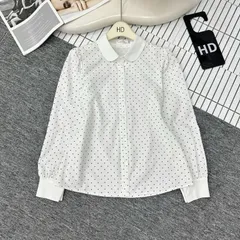 Áo sơ mi dài tay chấm bi phối cổ trẻ trung - May0915