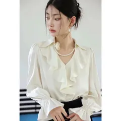 Áo sơ mi lụa dài tay cổ bèo đính ngọc hàng QC loại 1 - May0915