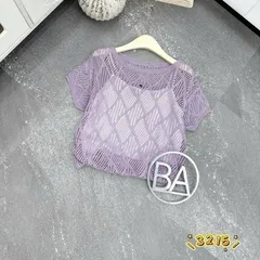 Áo ren lưới cổ tròn cộc tay mã 3215 hàng Quảng Châu siêu đẹp, chất đanh mềm - May0915