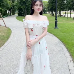 Sét váy hoa trễ vai đi biển, du lịch cực xinh - May0915