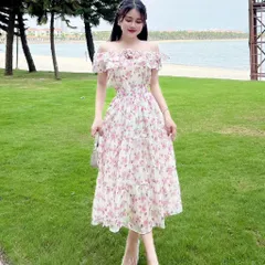Sét váy hoa trễ vai đi biển, du lịch cực xinh - May0915