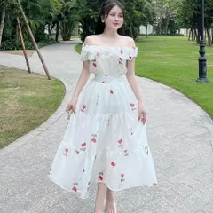 Sét váy hoa trễ vai đi biển, du lịch cực xinh - May0915