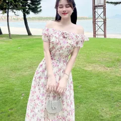 Sét váy hoa trễ vai đi biển, du lịch cực xinh - May0915