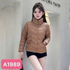 Áo khoác phao siêu nhẹ A1989 cúc bấm không mũ - May0915