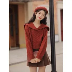 Áo len cổ thuỷ thủ cực xinh mix quần hay chân váy đều đẹp, chất len đanh dày - May0915