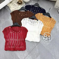 Sét áo len sợi bo gấu BA 3280 trẻ trung, form basic mix quần hay chân váy đều xinh - May0915