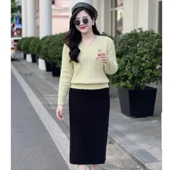 Áo len cổ tim fome basic dễ mặc dễ mix đồ - May0915