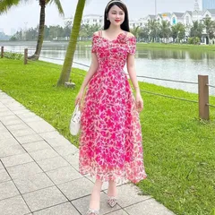 Váy maxi hoa trễ vai cúc ngọc - May3 - May0915