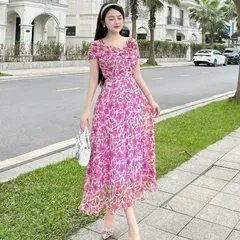 Váy maxi hoa trễ vai cúc ngọc - May3 - May0915