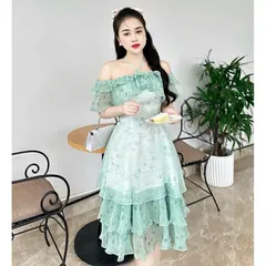 SALE- Váy hoa trễ vai bèo tầng tiểu thư xinh xỉu - May0915