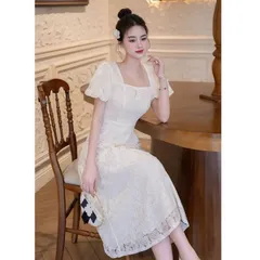 Váy ren dự tiệc, váy công sở ren mềm kèm tag hoa cực sinh - May0915