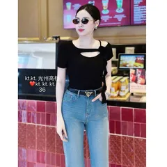 Áo thun kiểu lệch vai hàng QC chất cotton siêu đẹp co giãn - May0915