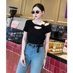 Áo thun kiểu lệch vai hàng QC chất cotton siêu đẹp co giãn - May0915