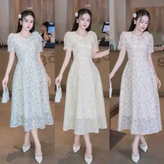 Váy công sở, váy đi tiệc hoa nhí cực xinh, chất đũi mềm mát không nhăn nhàu - May0915
